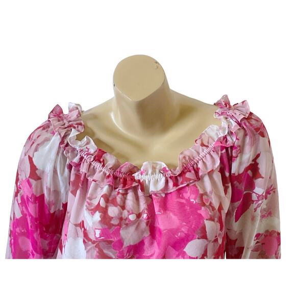 INC Womens Size Small Floral Print Lined Long Sleeve Boho Peasant Blouse Shirt - Picture 5 of 8